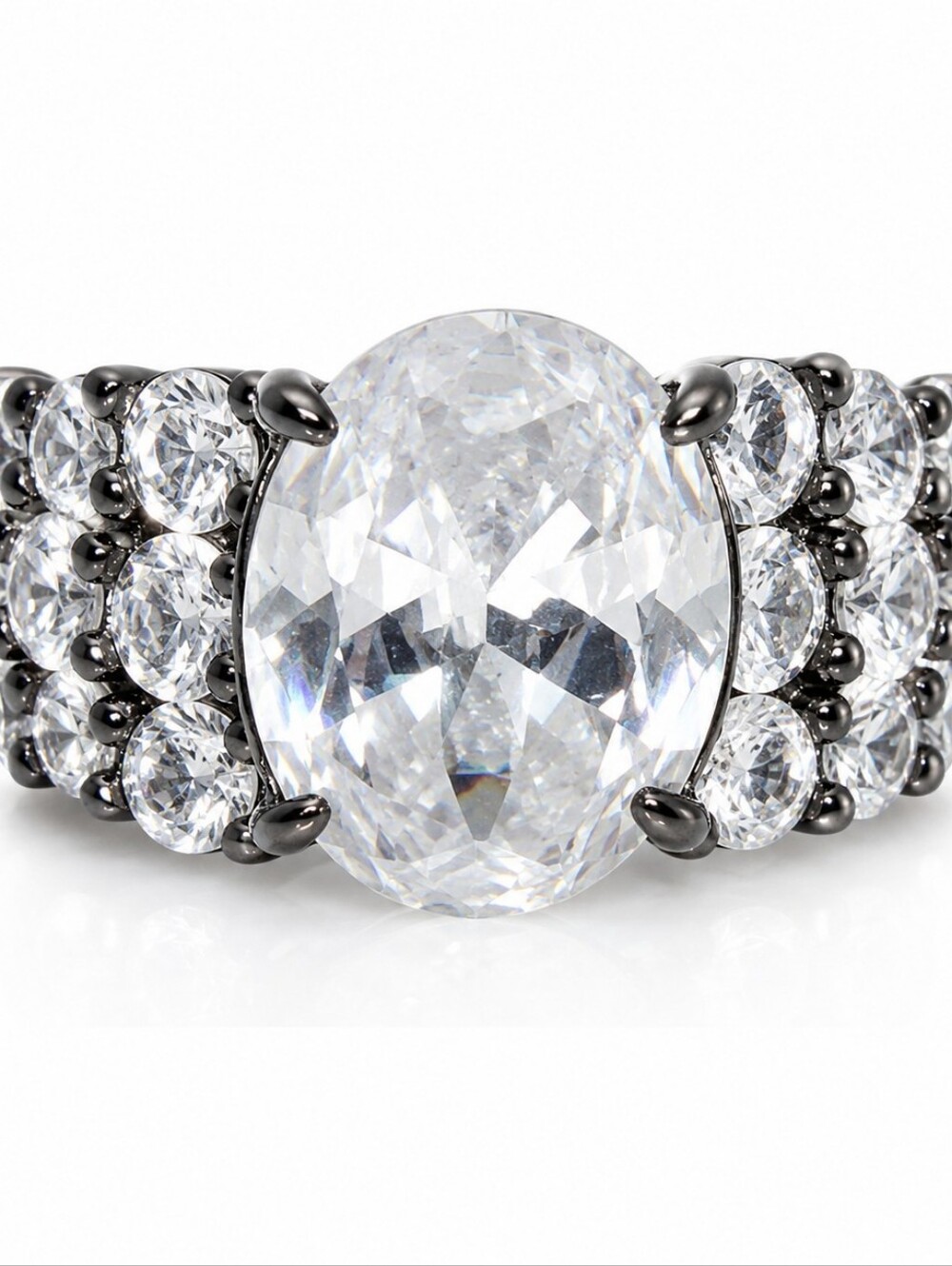 NWT Bomb Party "Cocktail Anyone?" CZ‎ Cocktail Ring Size 9  Hematite Plated